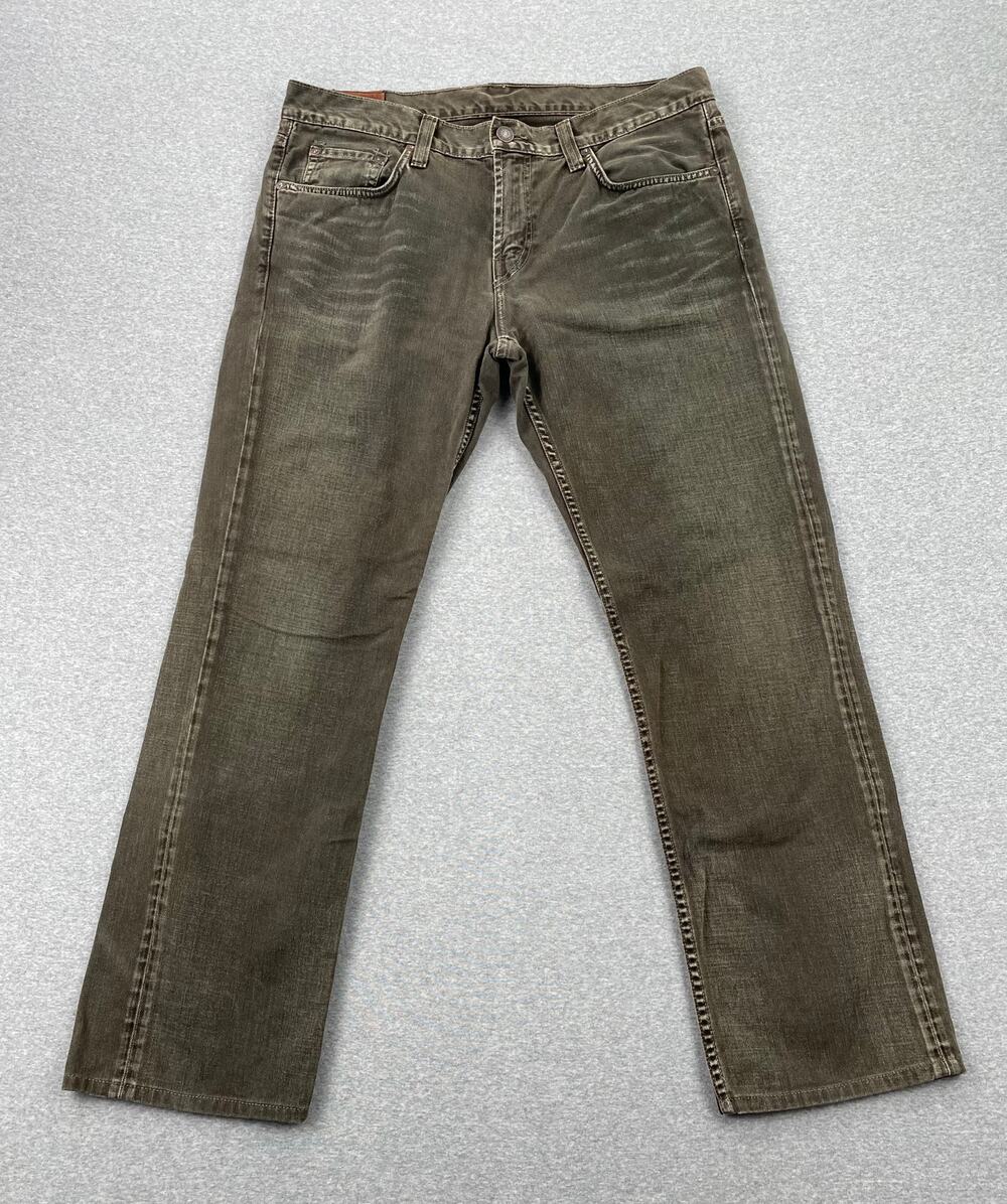 J Brand Kane Slim Straight Jeans Men 36 x 29 Olive Green Distressed 100% Cotton